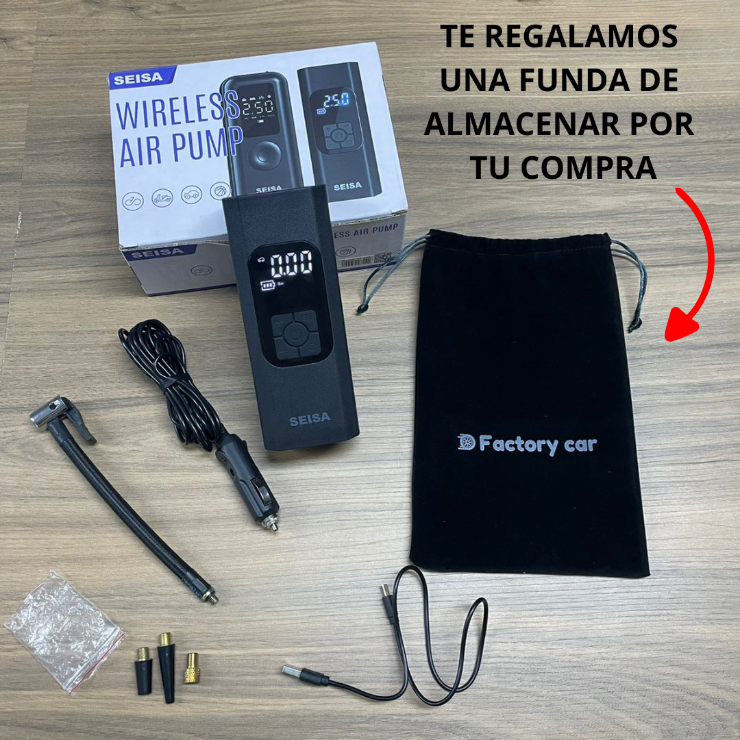 Inflador Inalámbrico 3 en 1 + Funda Almacenamiento